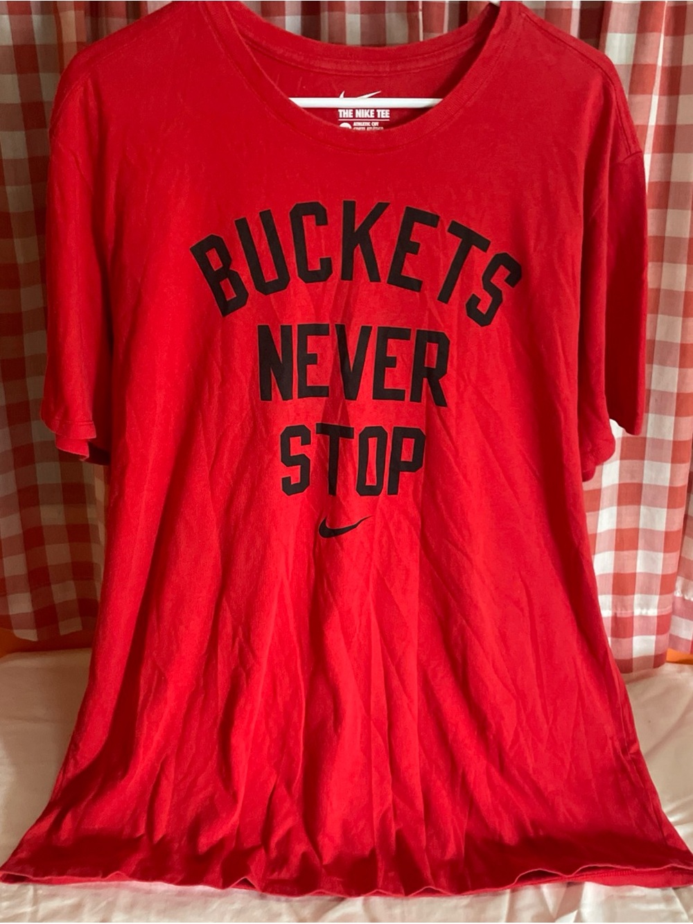 Nike Red Short Sleeve Graphic Tee with White Swoosh